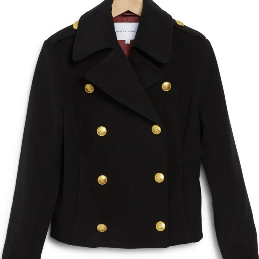 Rebecca Minkoff Black Wool Military Peacoat